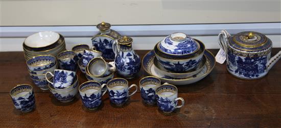 A Chinese export blue and white forty one piece tea set, Qianlong period,